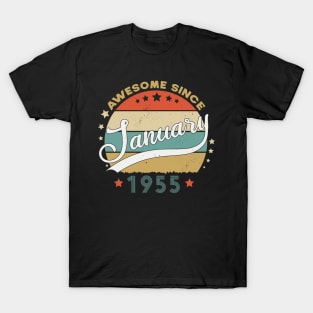 Awesome Since january 1955 Birthday Retro Sunset Vintage Funny Gift For Birthday T-Shirt